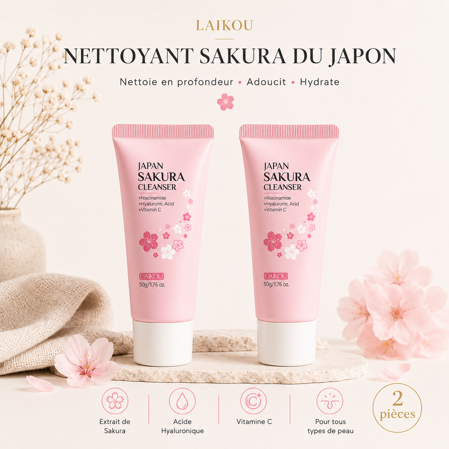 Nettoyant Visage Sakura — Pores Serrés & Teint Lumineux