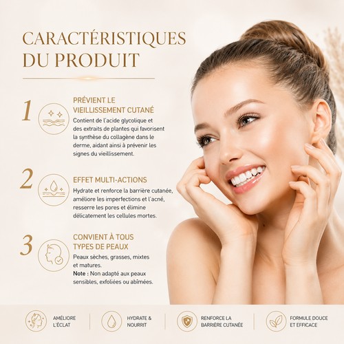 Lotion Tonifiante Acide Glycolique 7% — Peeling Doux & Éclat
