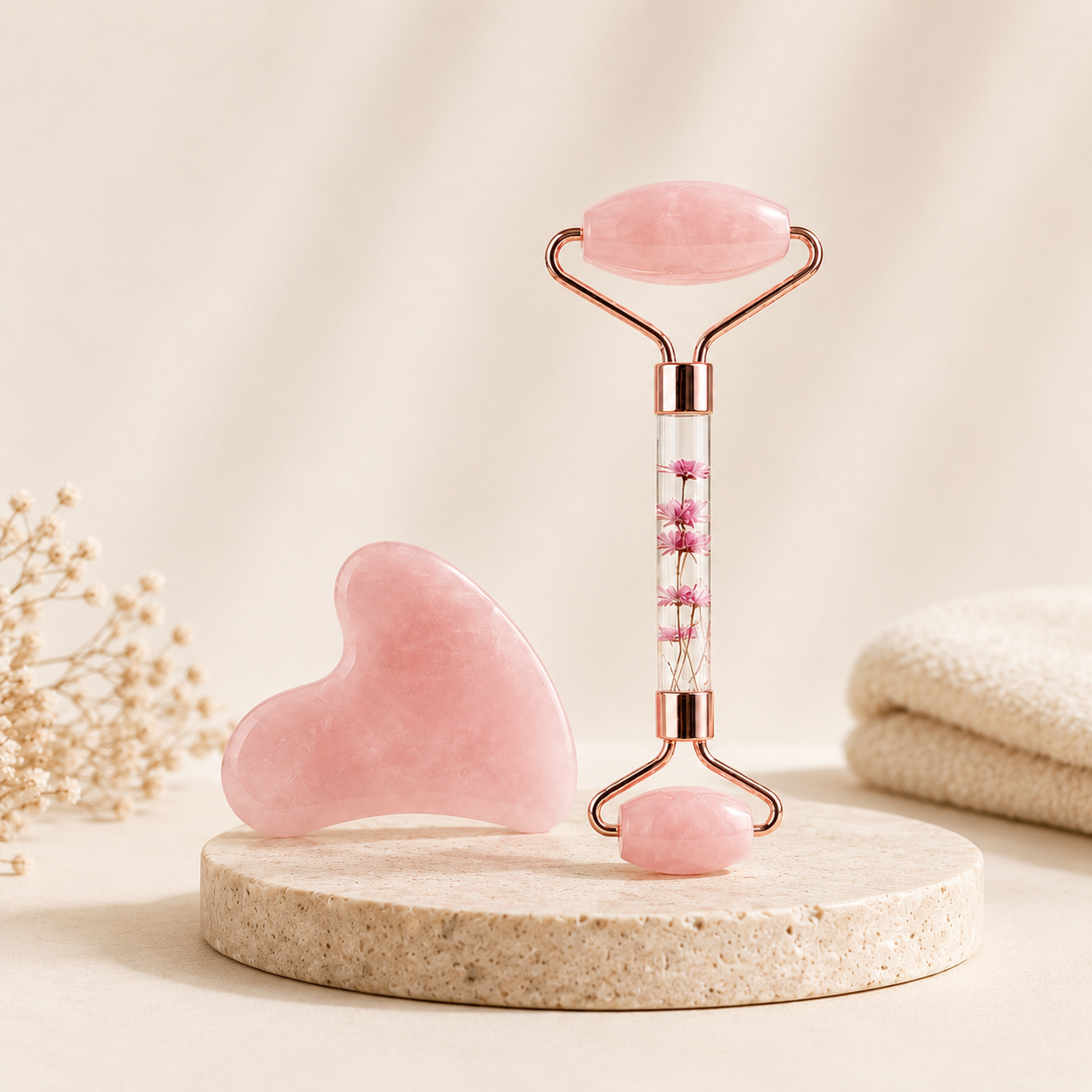 Set Gua Sha & Roller Jade — Massage & Drainage Lymphatique