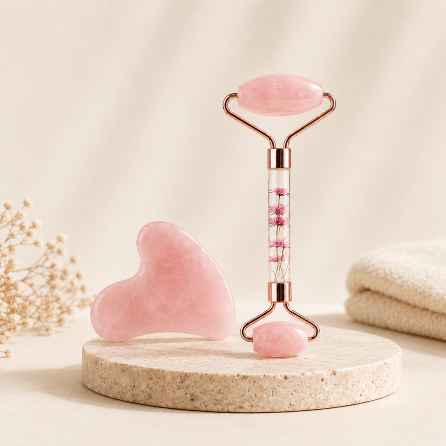 Set Gua Sha & Roller Jade — Massage & Drainage Lymphatique